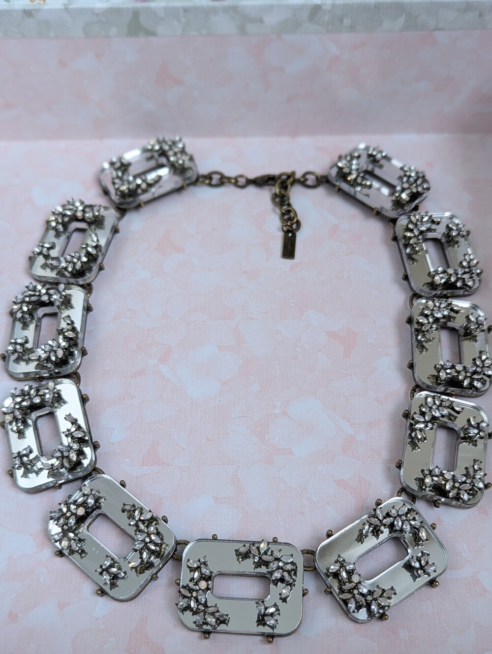 NWOT BaubleBar Silver Mirrored Floral Statement Necklace